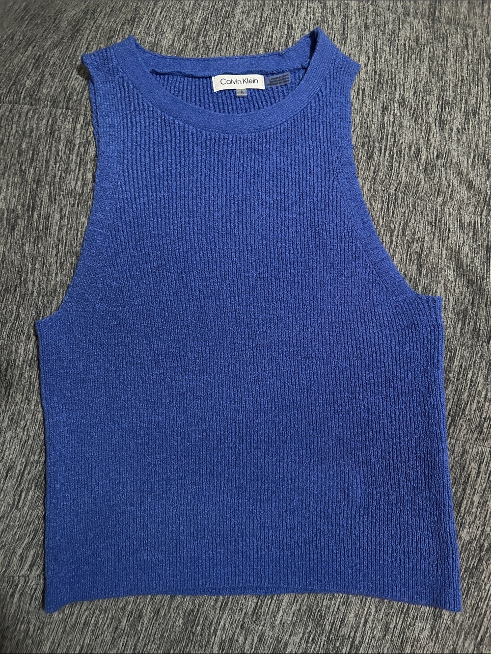 Calvin Klein Women’s Cobalt Blue Crewneck Sleeveless Sweater